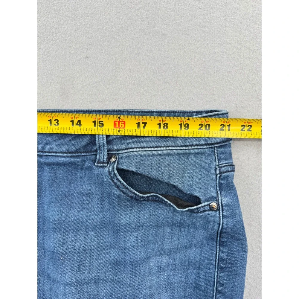 Lane Bryant Wide Leg Denim Jeans Womens 22P Petite (42x28) Raw Hem Medium Wash